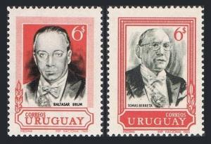 Uruguay 767-768 blocks/4,MNH.Michel 1141,1159. Baltasar Brum,Tomas Berreta,1969.