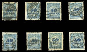 Germany #299 (Mi. 330A) Cat€360, 1923 50mlrd m blue and deep blue, eight us...