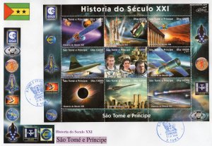 Sao Tome and Principe 2004  Halley's Comet/Concorde/Space Shlt.(9) Perf.FDC