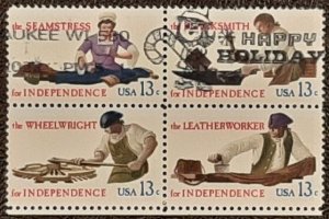 US Scott # 1717-1720;  used 13c Skilled Hands, 1977; VF/XF; block of 4;