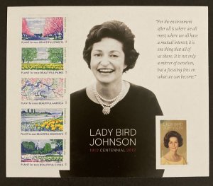 U.S. 2012 #4716 S/S-Pane of 6, Lady Bird Johnson, MNH.