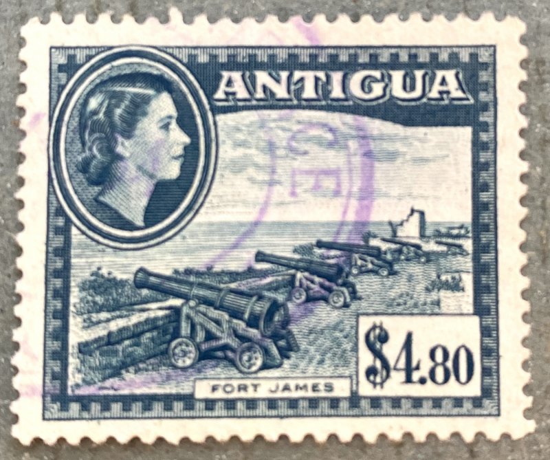 Antigua 121 / 1953-1956 Blue $4.80 Queen Elizabeth II QEII Stamps, Used