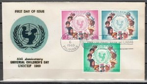 Philippines, Scott cat. 1035-1037. Children`s Day, UNICEF. First day cover. ^