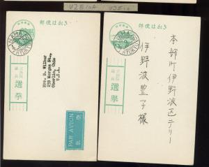 Ryukyu Islands Scott #UZE10 &UZE10A Election Cards Postmark Errors (#RY UZE10-2)