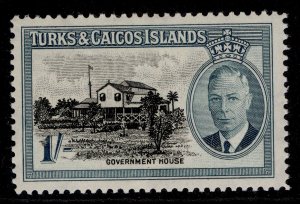 TURKS & CAICOS ISLANDS GVI SG229, 1s black & blue-green, LH MINT.