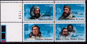 United States 1986 Arctic Explorers  Plate Number Block VF/NH