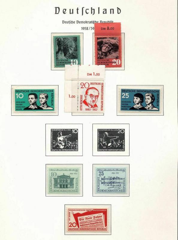 East Germany 1958/59 MNH+Sheet (Appx 100 Items) (St 344