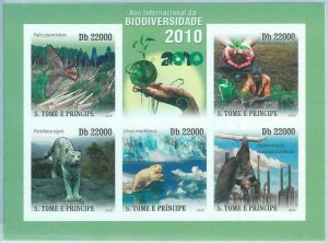 M1613 - S TOME & PRINCIPE -2010, IMPERF stamp  SHEET: Biodiversity, Polar Bear