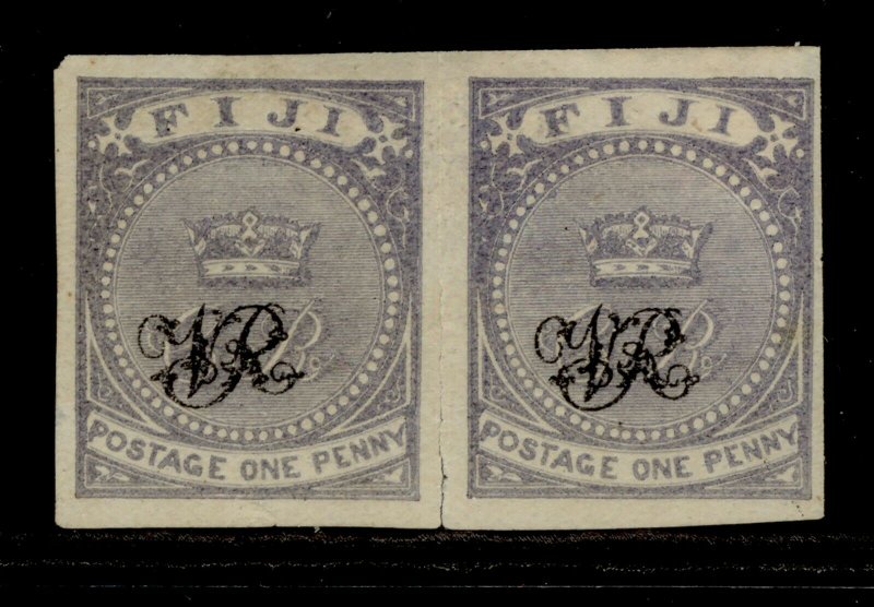 FIJI QV SG28, 1d grey-blue, UNUSED. PRINTERS TRIAL IMPERF PAIR