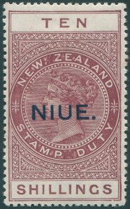 Niue 1923 10s maroon Perf 14½x14 Postal Fiscal SG36 unused