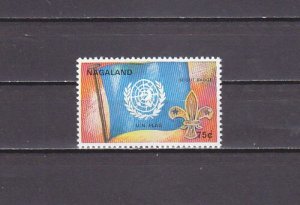 Nagaland, 1971 India Local. United Nations. Flag and Scout Badge issue.  ^