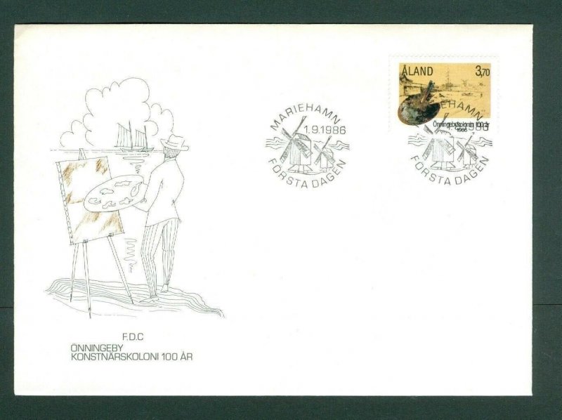 Aland. FDC Cachet 1986. Artist's Colony in Onningeby 100 Year. 3.70 Mk