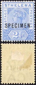 St Helena SG50 2 1/2d Ultramarine Opt SPECIMEN M/M (Hinge remainder)