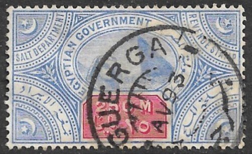 EGYPT 1892 250m SALT TAX Revenue Feltus 208 Used GUERGA Cxl