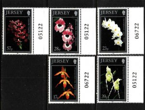 Jersey-Scott#626-30-unused NH set-Flowers-Orchids-1993-