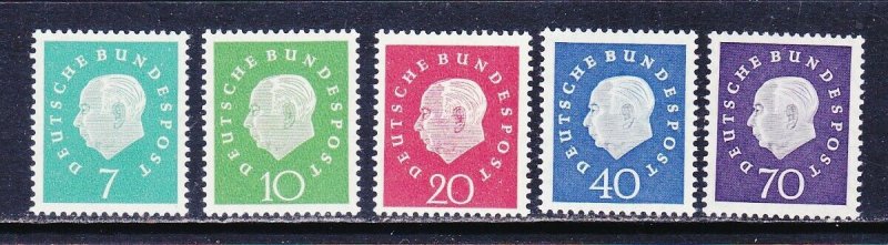 Germany 793-97 MNH OG 1959 President Theodor Heuss Full Set Very Fine Scv $16.00