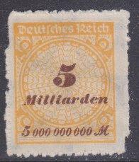 Germany sc#307 1923 5bil m Numeral MH