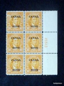 BOBPLATES Canal Zone #75 Full Left Plate Block of 6 15513 XF LH