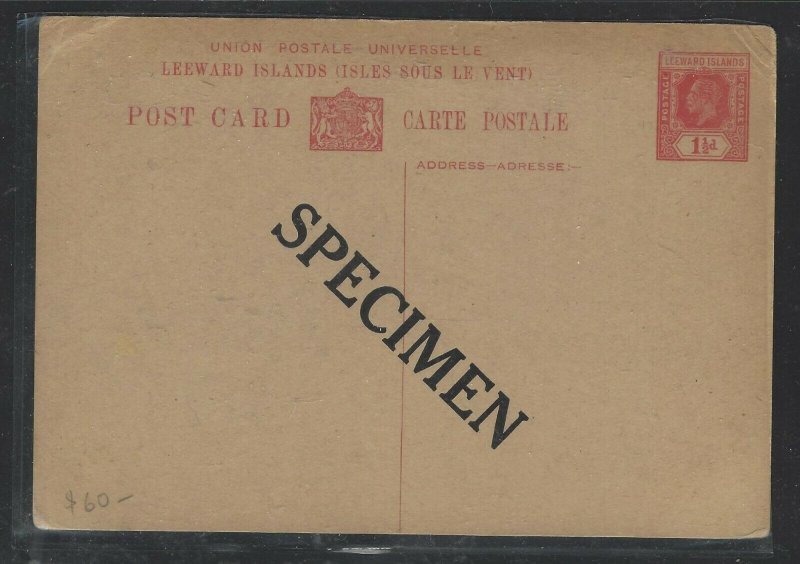 LEEWARD IS  COVER (PP2707B) KGV 1 1/2D  PSC  SPECIMEN  UNUSED