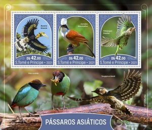 St Thomas - 2021 Asian Birds, Hornbill - 3 Stamp Sheet - ST210526a