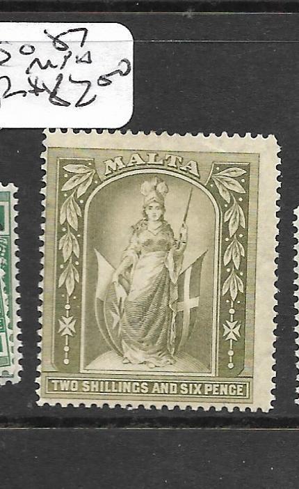 MALTA (P2801B) MELITA 2/6 SG 57  MNH