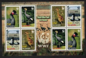 Gambia Birds WWF Black Crowned Crane MS 2006 MNH SC#3014 a-d SG#MS4924