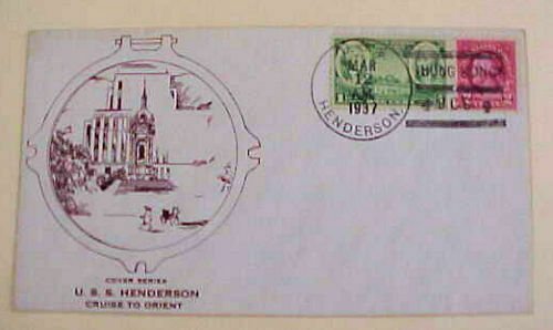 HONG KONG USS  HENDERSON 1937 MARCH 12  CACHETED
