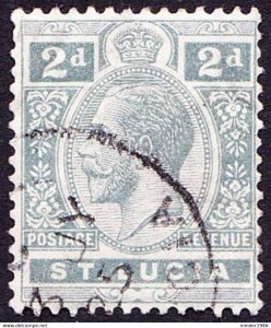 ST LUCIA 1921 KGV 2d Slate Grey SG95 FU