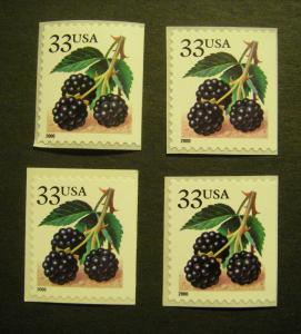 Scott 3297a, 33c Blackberries, Booklet single, 2000 date