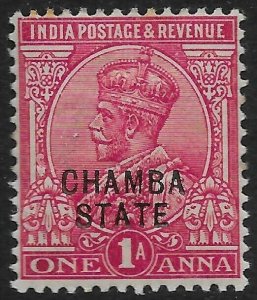 INDIA-CHAMBA SG45 1913 1a ROSE-CARMINE MTD MINT