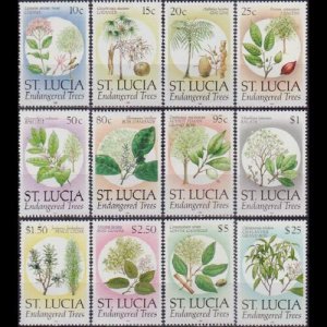 ST.LUCIA 1990 - Scott# 953-64 Endang.Trees Set of 12 NH