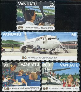 Air Vanuatu 10th Anniversary #703-706 Aviation Planes Postage Stamps 1997 MLH