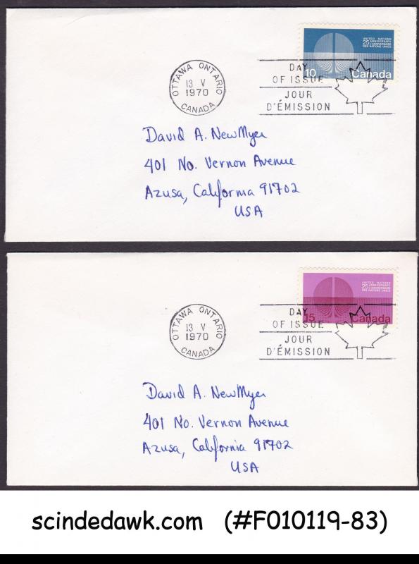 CANADA - 1970 25th ANNIVERSARY OF UNITED NATIONS SET OF 2 FDC