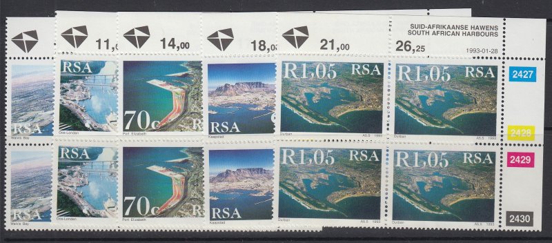 South Africa, Scott 844-848, MNH blocks of four