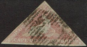 CAPE OF GOOD HOPE 1855 TRIANGLE 1D PERKINS BACON PRINTING USED