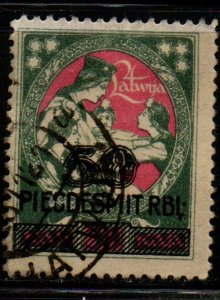 Latvia Sc 98 1921 50 r overprint on 50k Latgale Relief stamp used