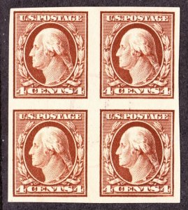 US 346 4c Washington Imperforate Used Block of 4 VF-XF SCV $125