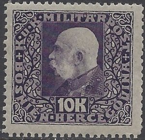 BOSNIA AND HERZEGOVINA 1916-17 10K FRANZ JOSEPH Portrait Issue Sc 104 MH