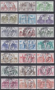 GERMANY Sc # 1231-42, 1308-15 CPL USED SET of 21 in PAIRS - VARIOUS CASTLES