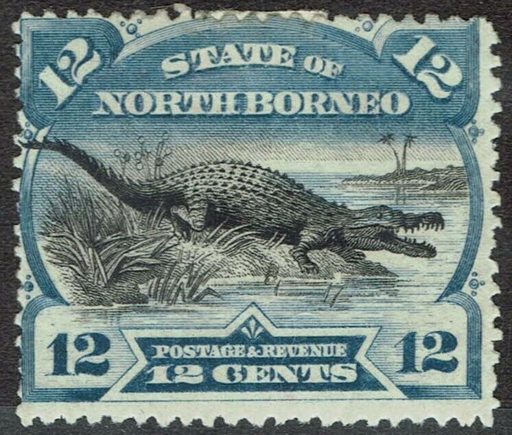 NORTH BORNEO 1894 CROCODILE 12C PERF 14.5-15 