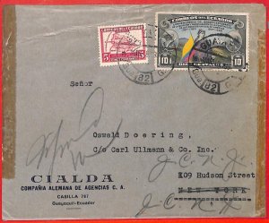 aa2631 - ECUADOR - POSTAL HISTORY -  COVER to the USA 1938 - Flags GEOGRAPHY