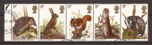 1977 Great Britain -Sc 820a - used VF - Strip of 5 - Wildlife Protection