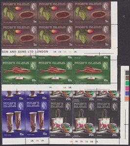 PITCAIRN 1968 Handicrafts set MHH imprint blocks of 6......................A4716