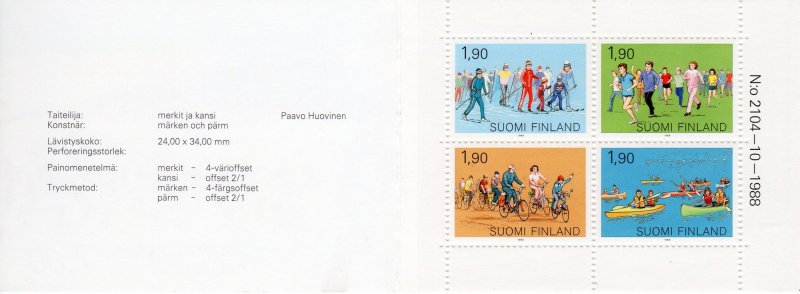 Finland 1989 Sc#793a Cycling-Skiing-Sports Booklet VF Condition