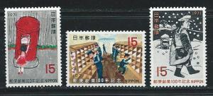 Japan 1057-9 1971 100th Stamp set MNH