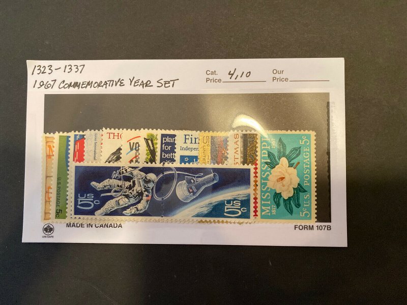 US Stamps- SC# 1323 -1337 - 1967 Commemorative Year Set - MNH - SCV = 4.10 