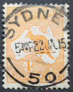 Australia 1913 Four Pence Kangaroo with a SYDNEY 50 postmark