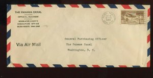 Canal Zone Scott C17 Var RARE P PERFIN Stamp On 1940 Airmail Official Mail Cover