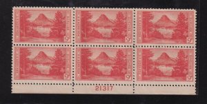 1934 Glacier Park 9c National Parks Sc 748 MVLH OG plate block of 6 (AB