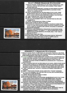 NEW! 2021 Missouri State. #5626(CF1) WIth Genuine Stamp #5626 & Descriptive Tabs